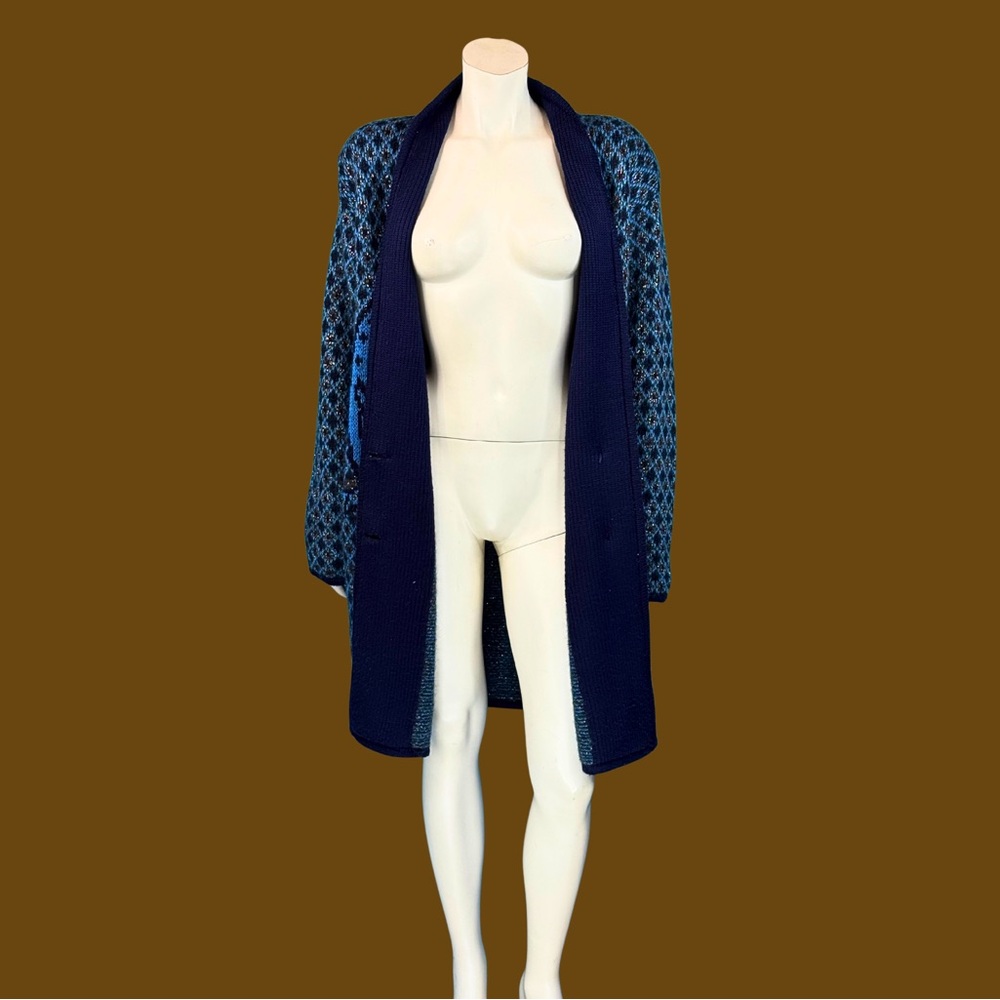 Vintage 1980s Oversized Paisley Sweater Coat / M L - Picture 8 of 12